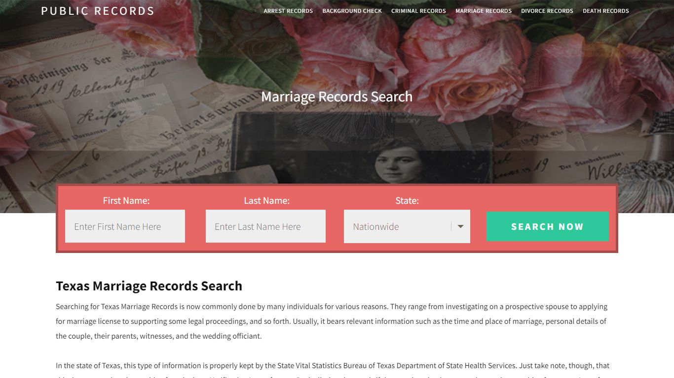 Texas Marriage Records Search